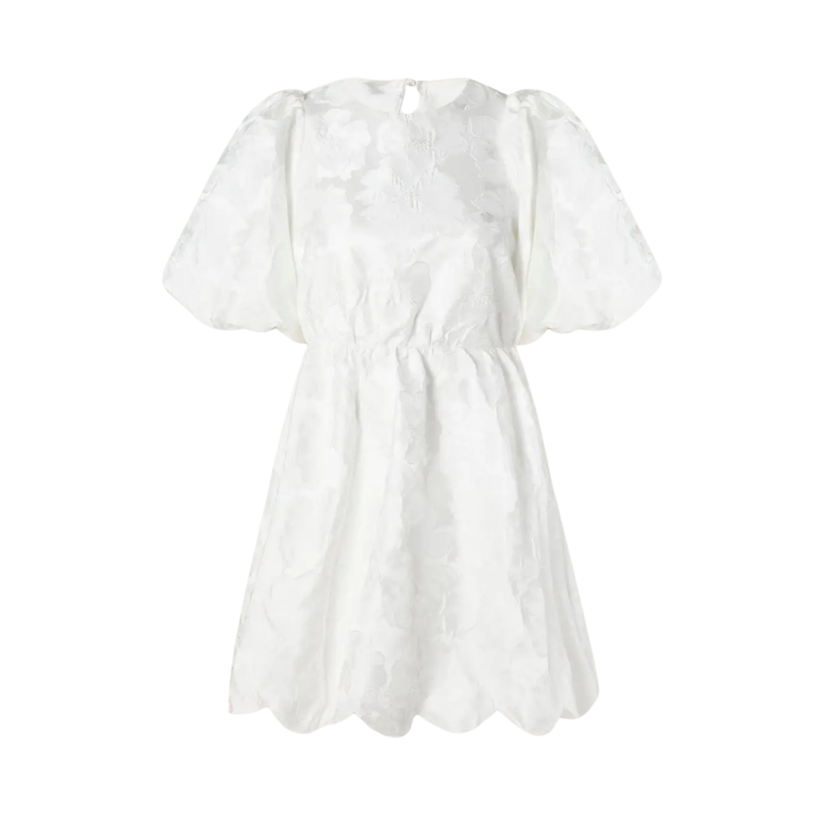 Elina Scalloped Detail Mini Dress - White