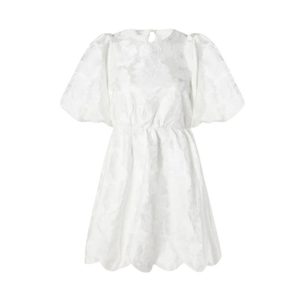Elina Scalloped Detail Mini Dress - White