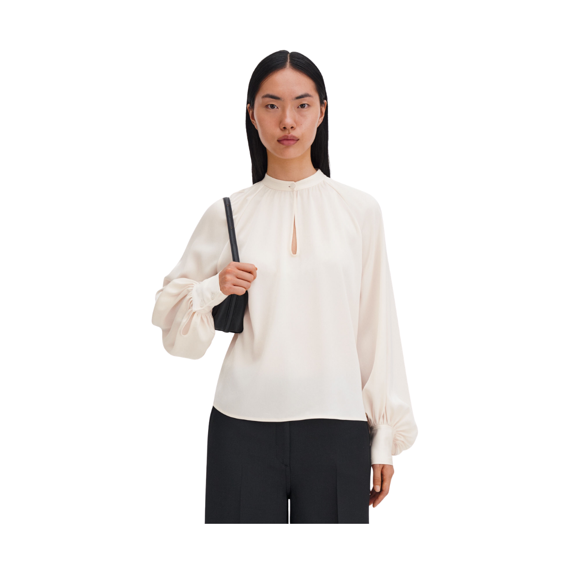 Stand Collar Blouse - Cream
