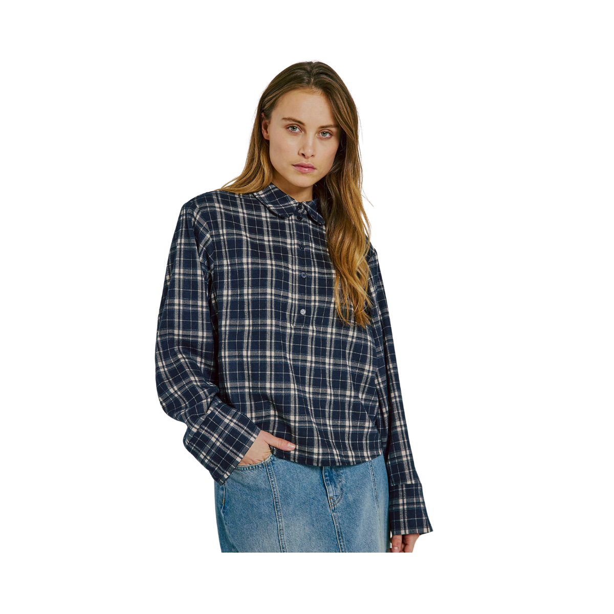 Sylvana Top - Navy Check