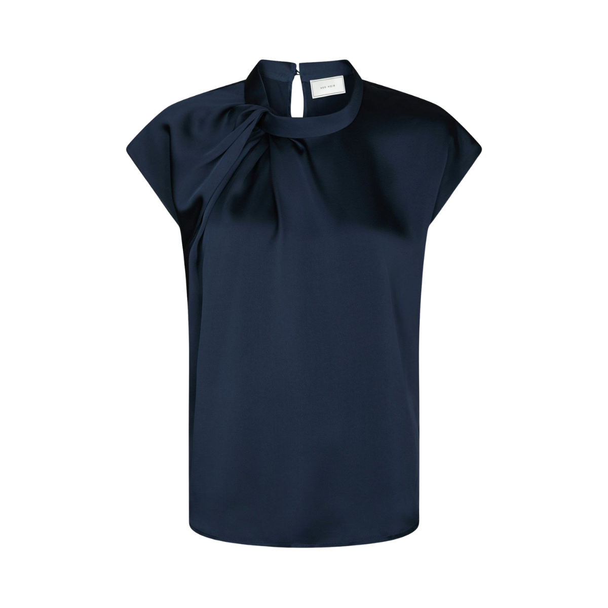 Fleur Drapy Satin Blouse - Navy