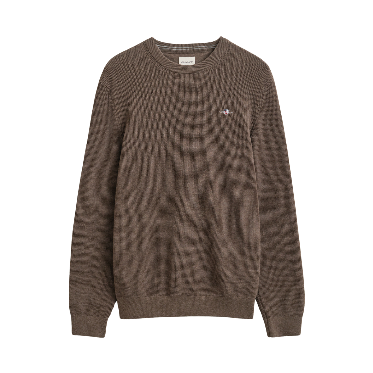 Micro Textured Cotton C-Neck - Dark Hazelnut Melange