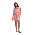 Cotton Printed Beach Short - Ikat Floral Red