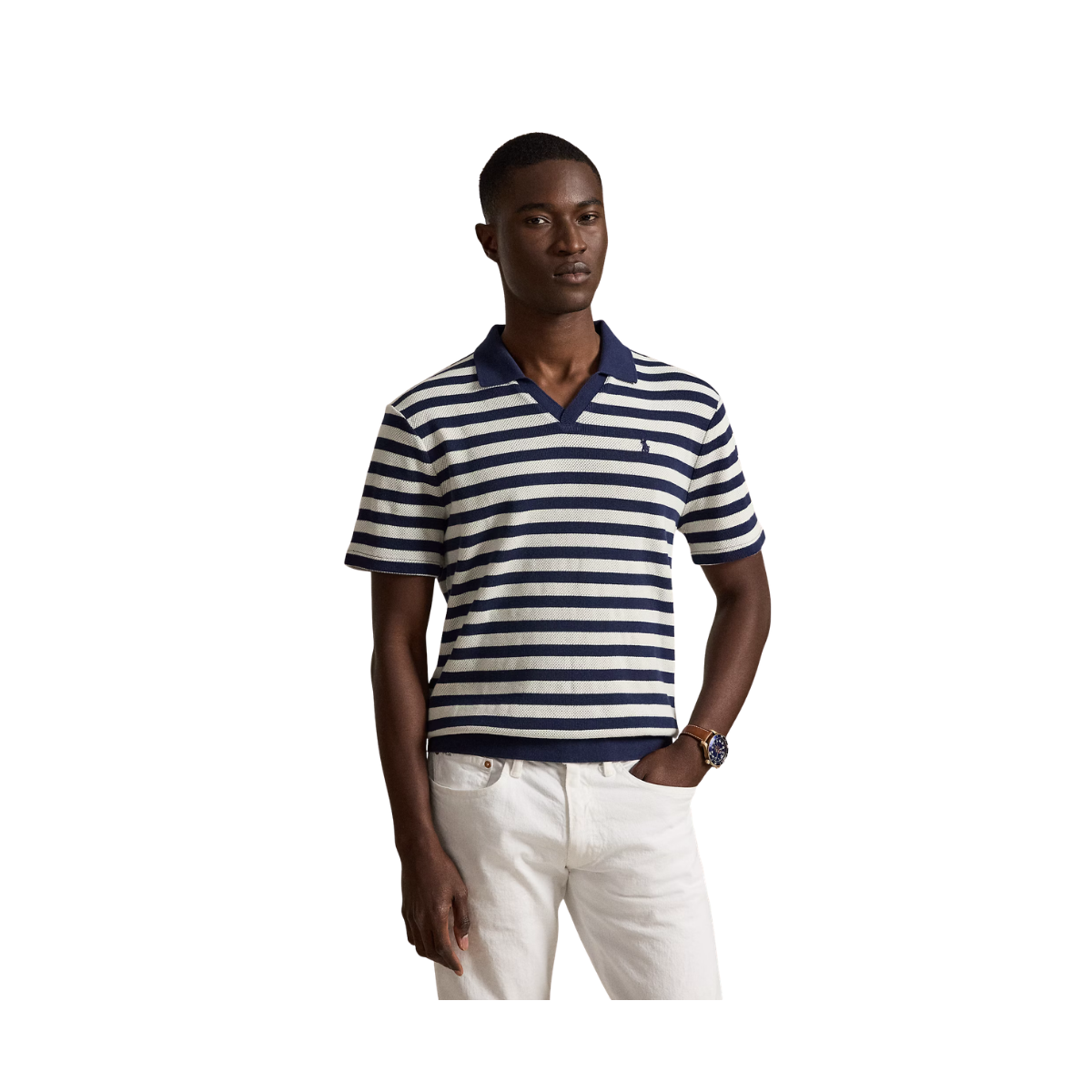 Knit Polo - Newport Navy/Pale Cream