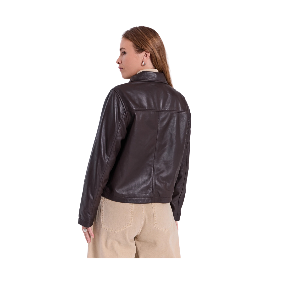 Monica String Leather Shirt - Dark Brown