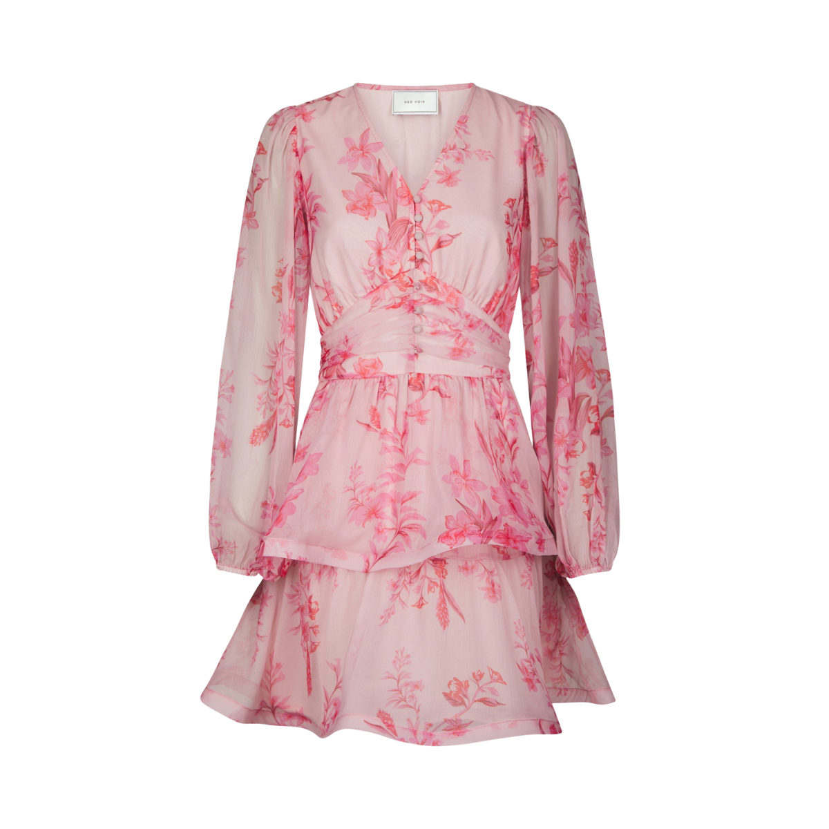 Rivana Print Chiffon Dress - Pink