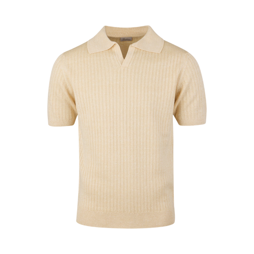 Stenströms POLO SHIRT KNITTED RIBBED - CHAMPAGNE