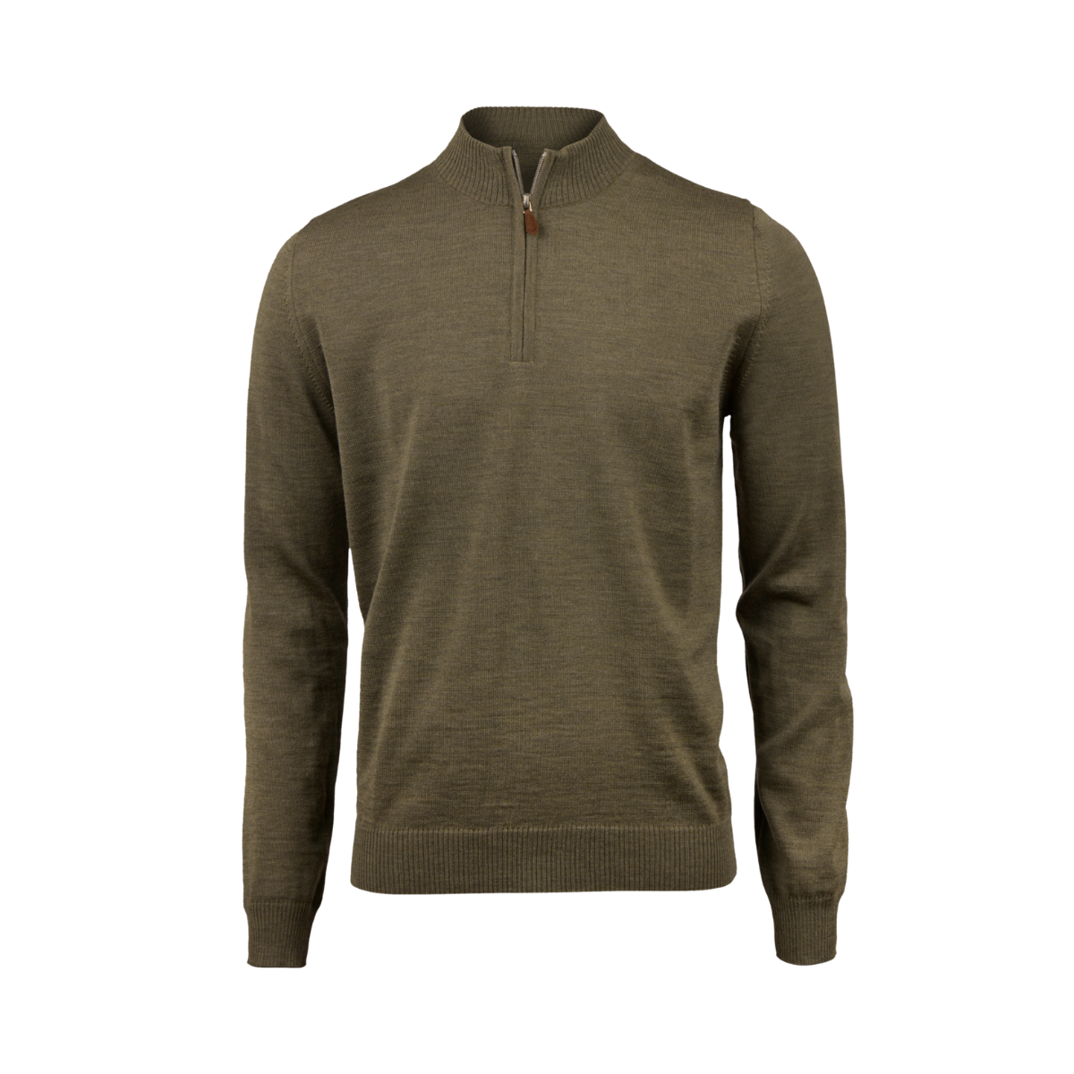 Sweater Knitted Half Zip Merino - Green