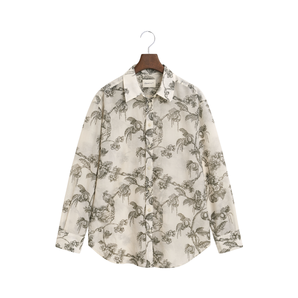 Relaxed Tree Print Shirt - Dark Moss Green