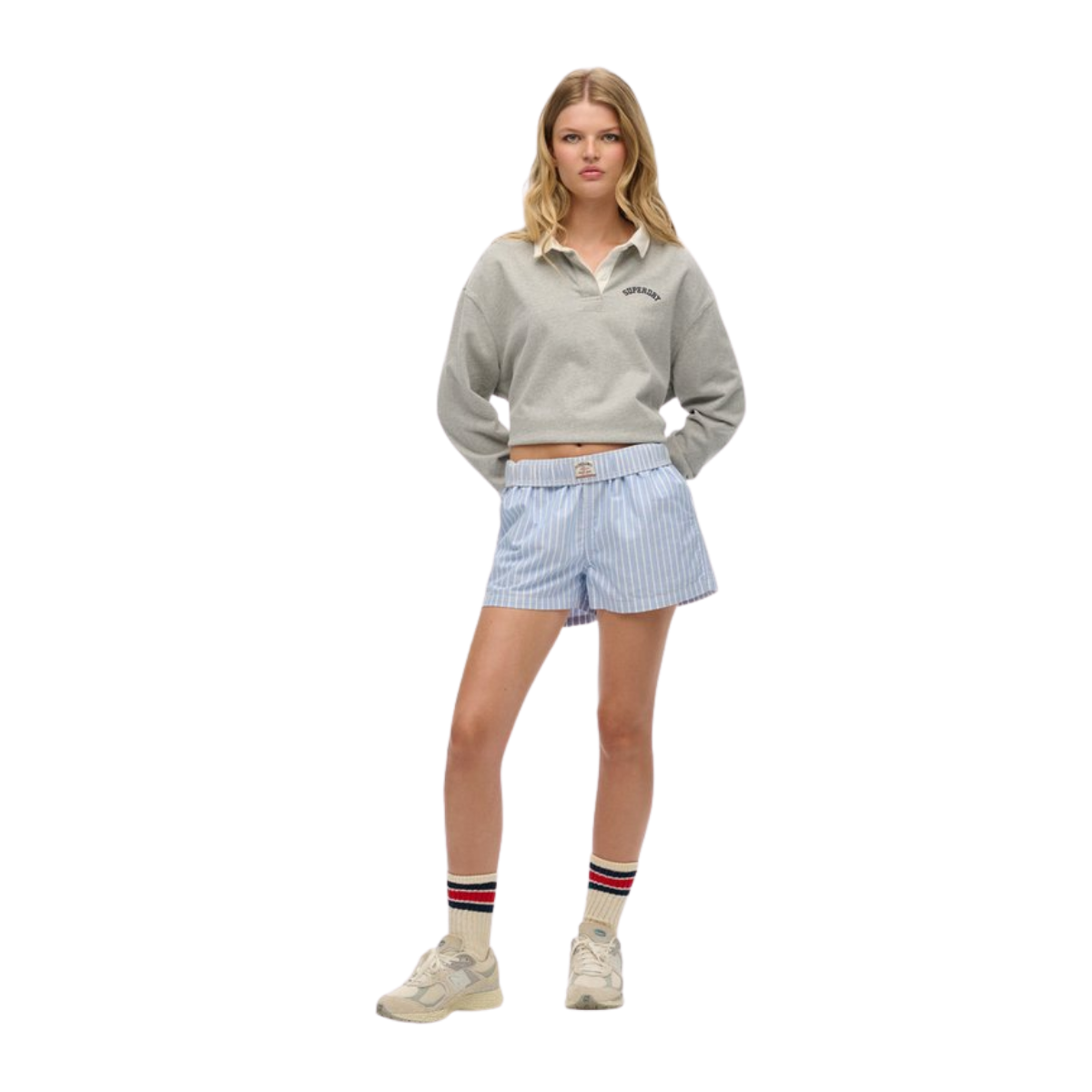 Cotton Stripe Elastic Short - D9J Broker Blue Stripe