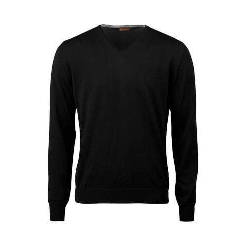 Stenströms PULLOVER KNITTED V-NECK MERINO WOOL - BLACK