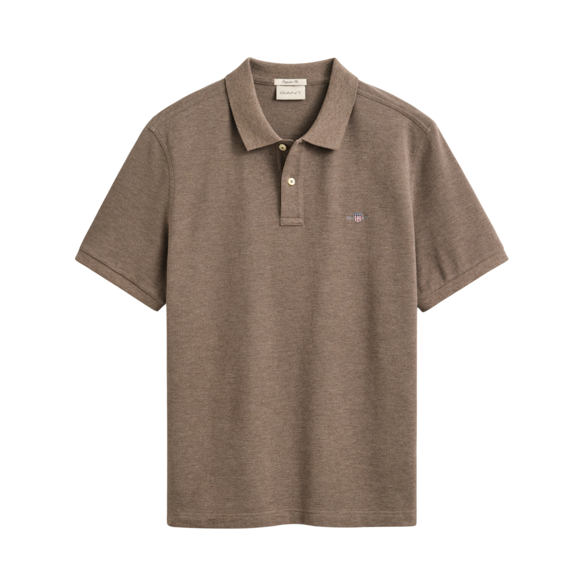 Shield SS Pique Polo - Dark Hazelnut Melange