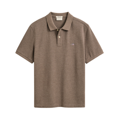 Shield SS Pique Polo - Dark Hazelnut Melange
