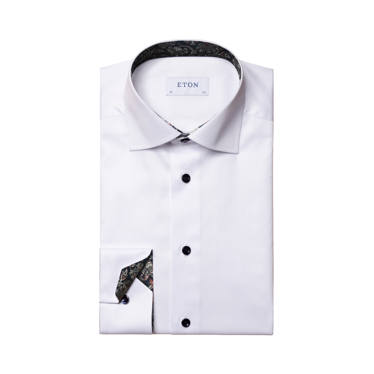 Slim Fit Paisley Effect Signature Twill Shirt Cut Away Collar - White