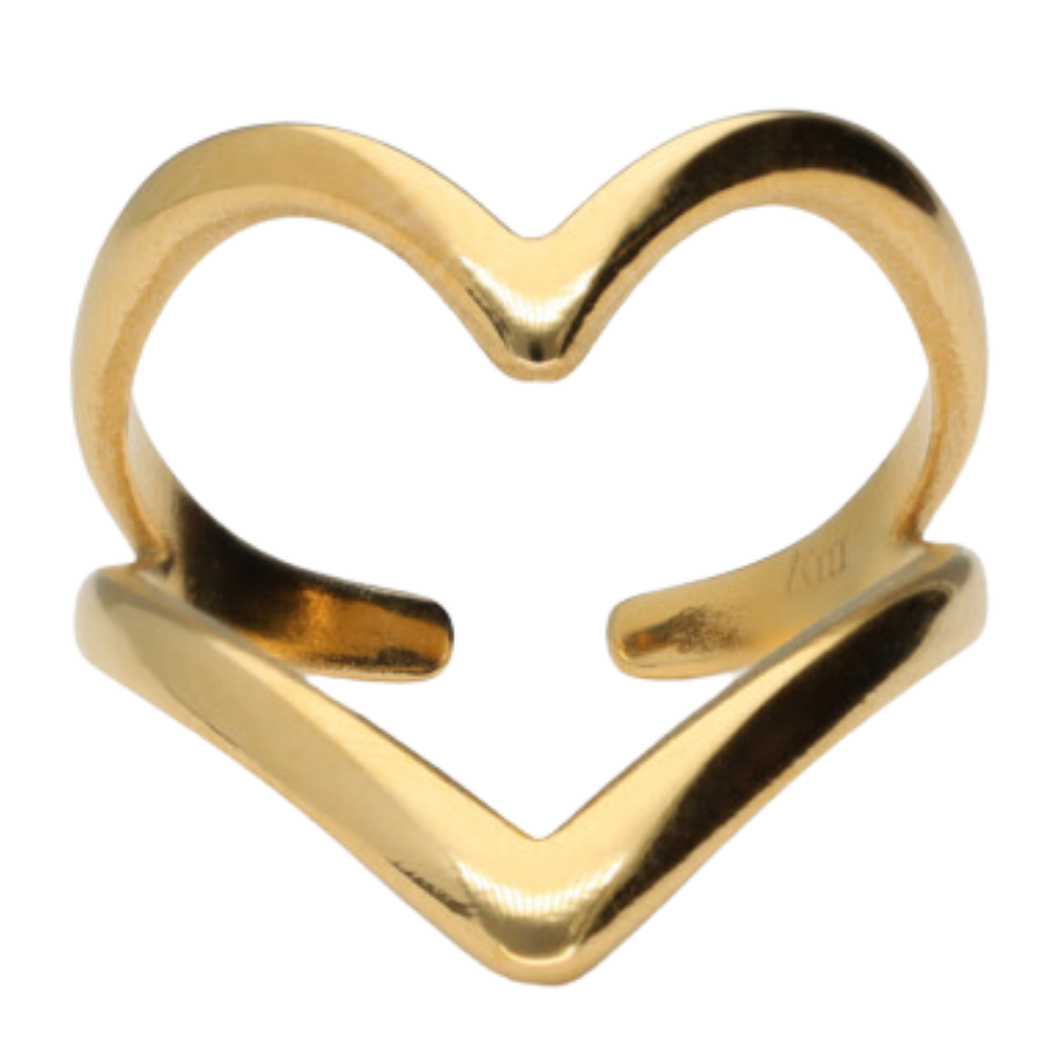 Ring Big Open Heart - Gold
