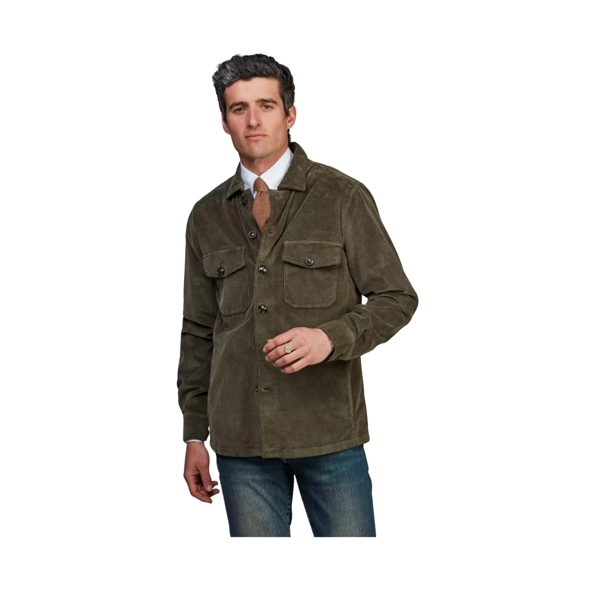 8W Corduroy Overshirt - Dark Green