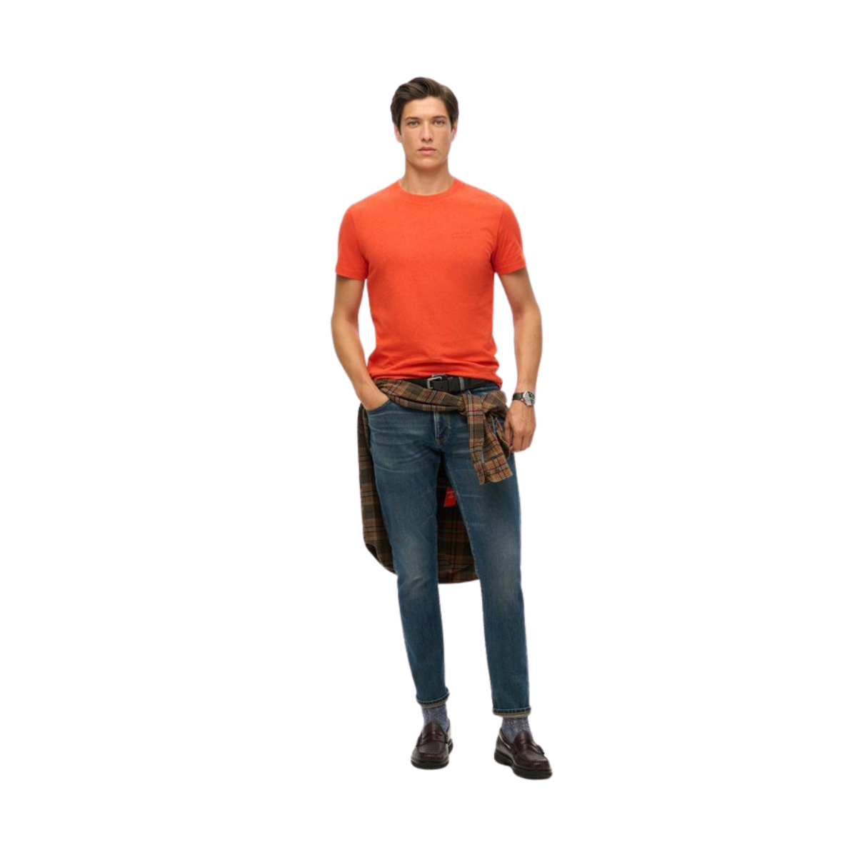 Essential Logo EMB Tee - Bright Orange Marl