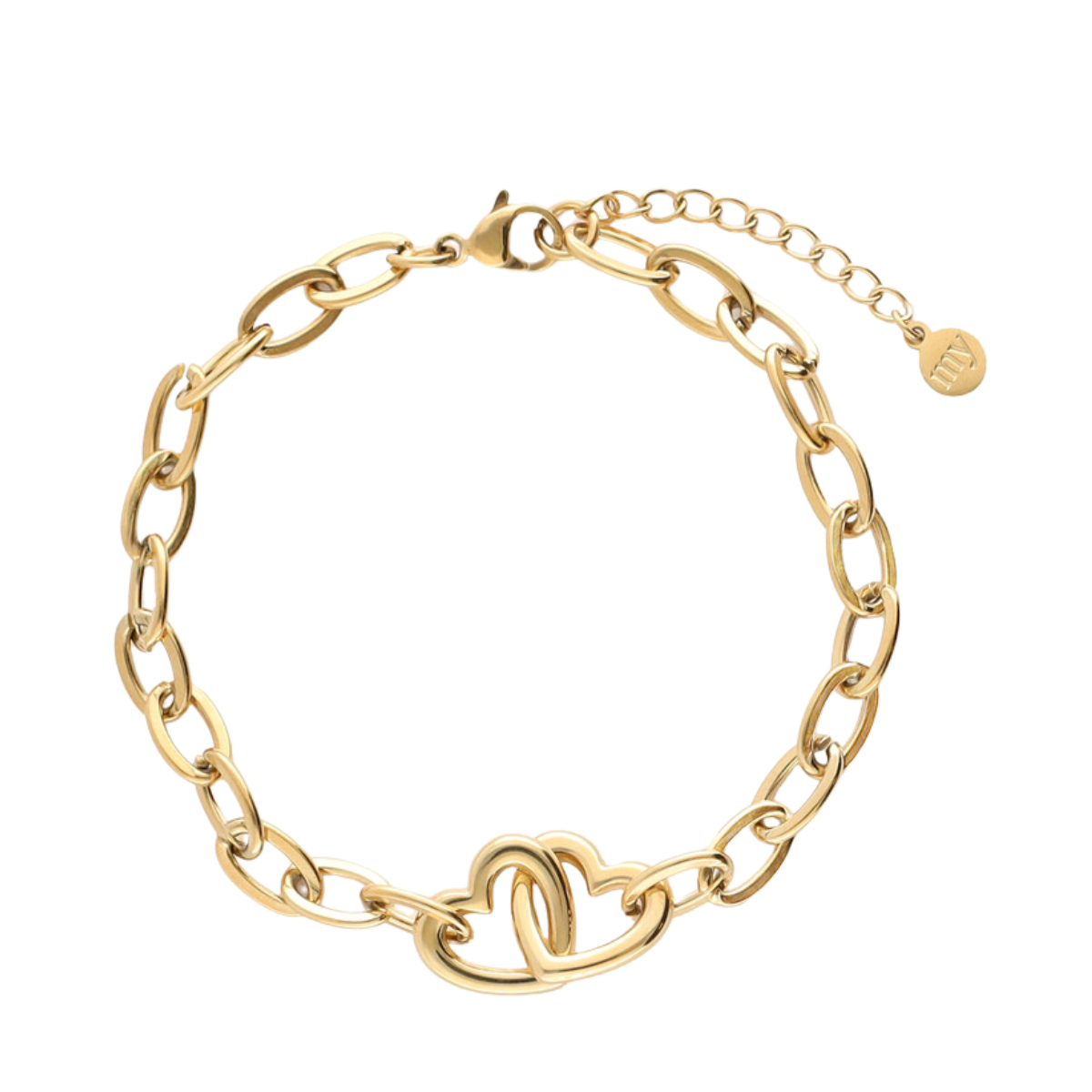 Bracelet chain 2 hearts - Gold