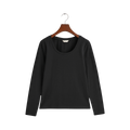 Scoop Neck Long Sleeve Top - Black