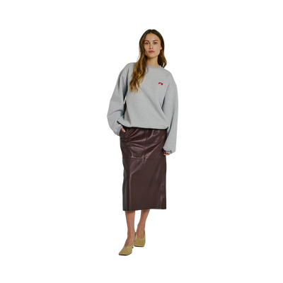 Shelby Midi Leather Skirt - BORDEAUX