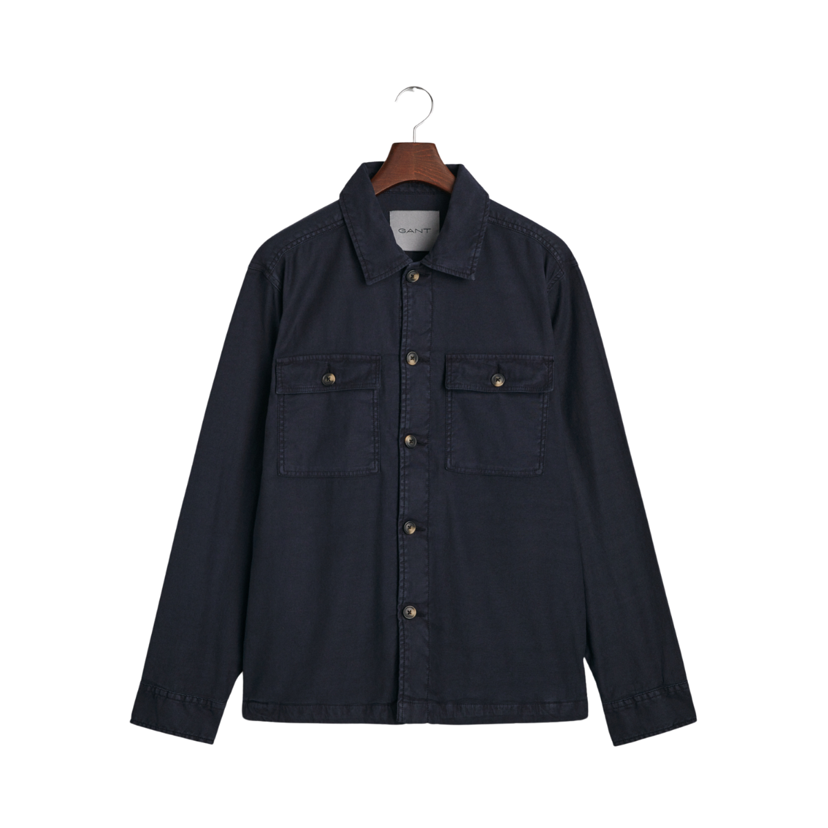 Reg Cot/Linen Overshirt - Evening Blue