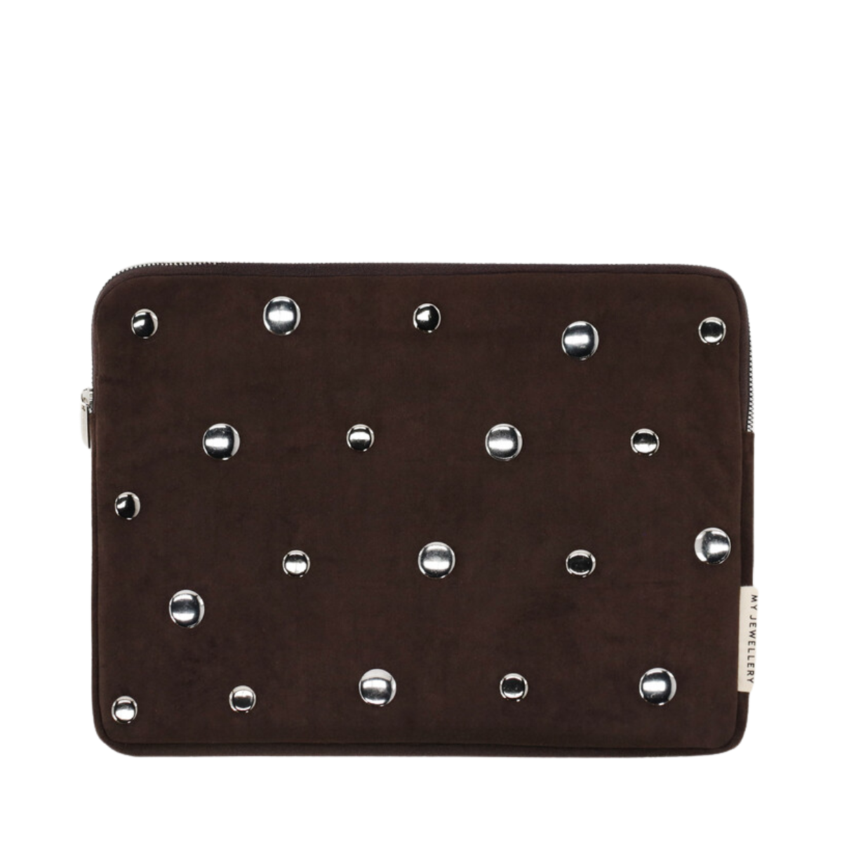 Laptop Sleeve Suede Studs Brown - Brown