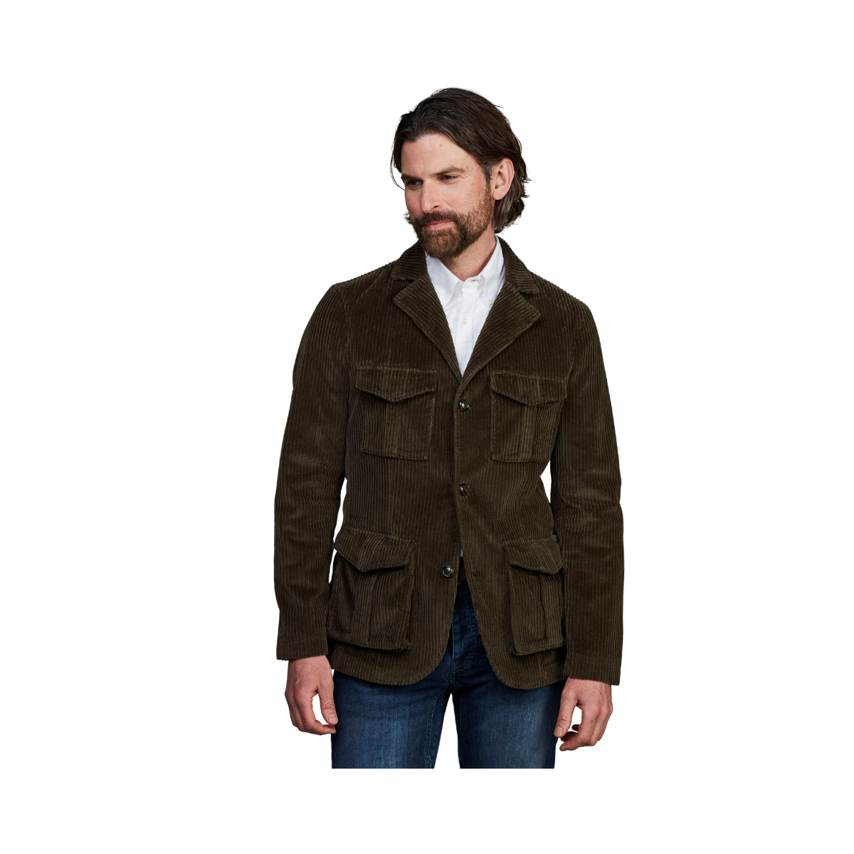 Corduroy Safari Jacket - Dark Green