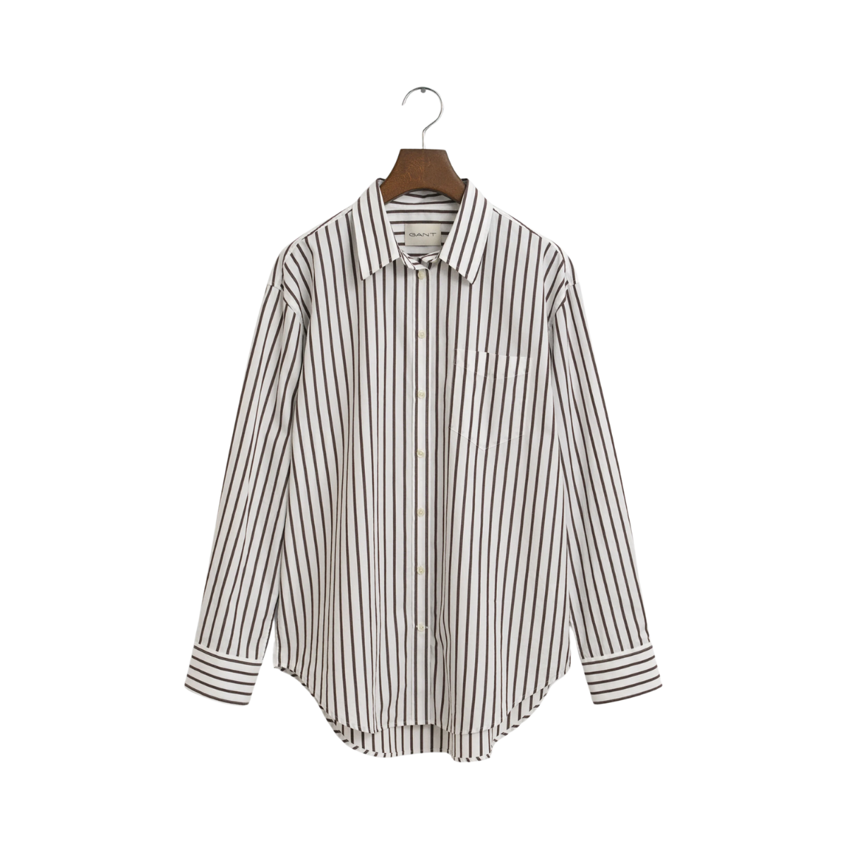 Relaxed Classic Poplin Striped Shirt - 202 Deep Brown