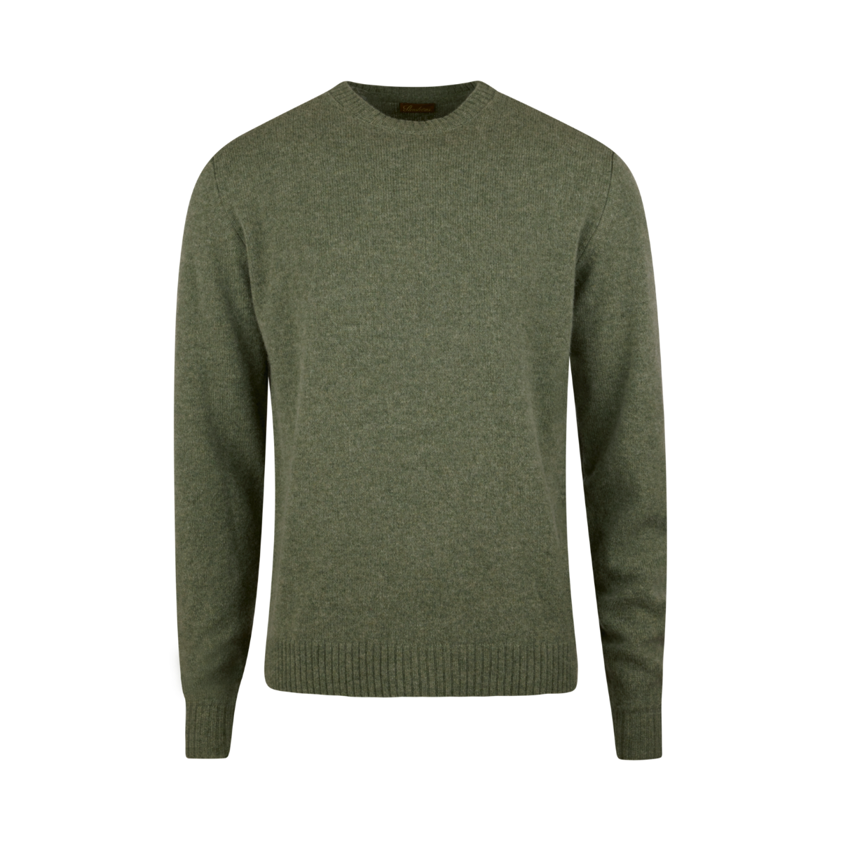 Sweater Knitted Crew Lambs Wool - Green