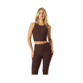 Studio Ribbed Cropped Tank Top - Coffee Bean