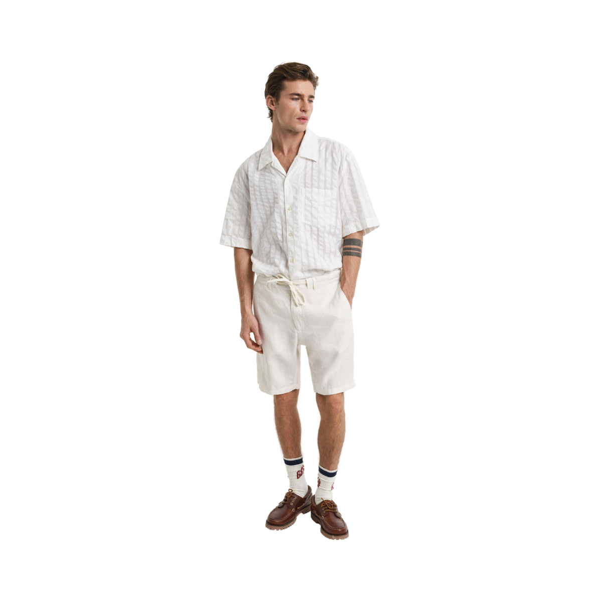 Relaxed Linen DS Shorts - Cream