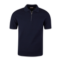 Polo Shirt Knitted Zip Texture Organic Cotton - Navy