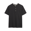 Classic Cotton Lin Ss Grandad - Dark Charcoal