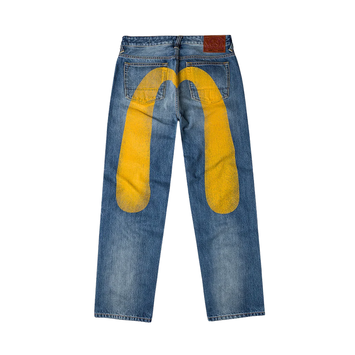 Yellow Daicock Printed Jeans - MID TONE INDIGO