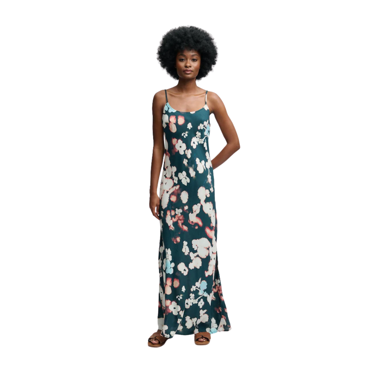 Printed Maxi Slip Dress - Ink Cherry Blossom