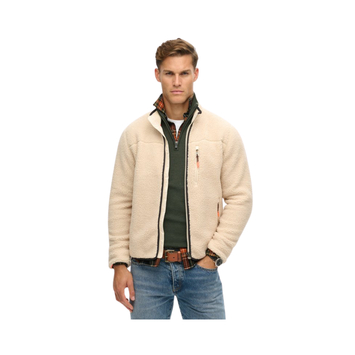 Outdoor Full Zip Fleece - 1LG Oatmeal Beige