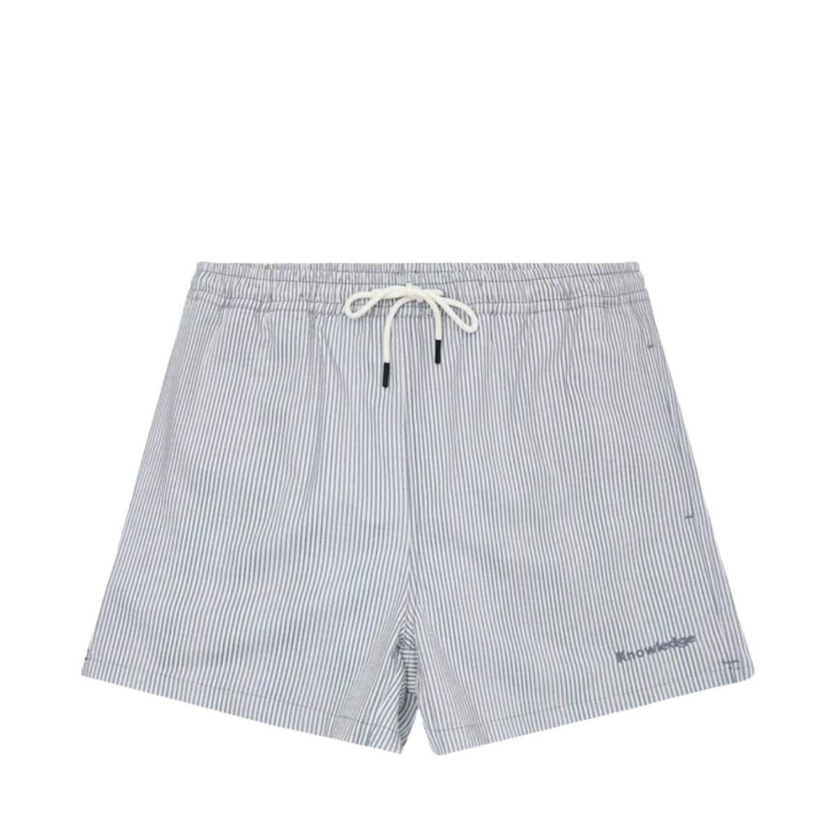 Mid-Thigh Stripe Seersucker Swimshorts - Blue stripe
