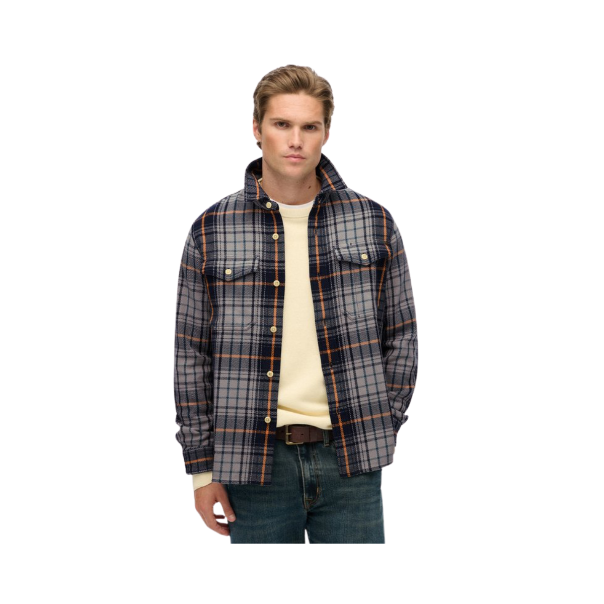 Merchant Heavy Checked Shirt - H7W Homestead Ombre Navy
