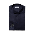 Slim Fit Paisley Effect Signature Twill Shirt Cut Away Collar - Navy