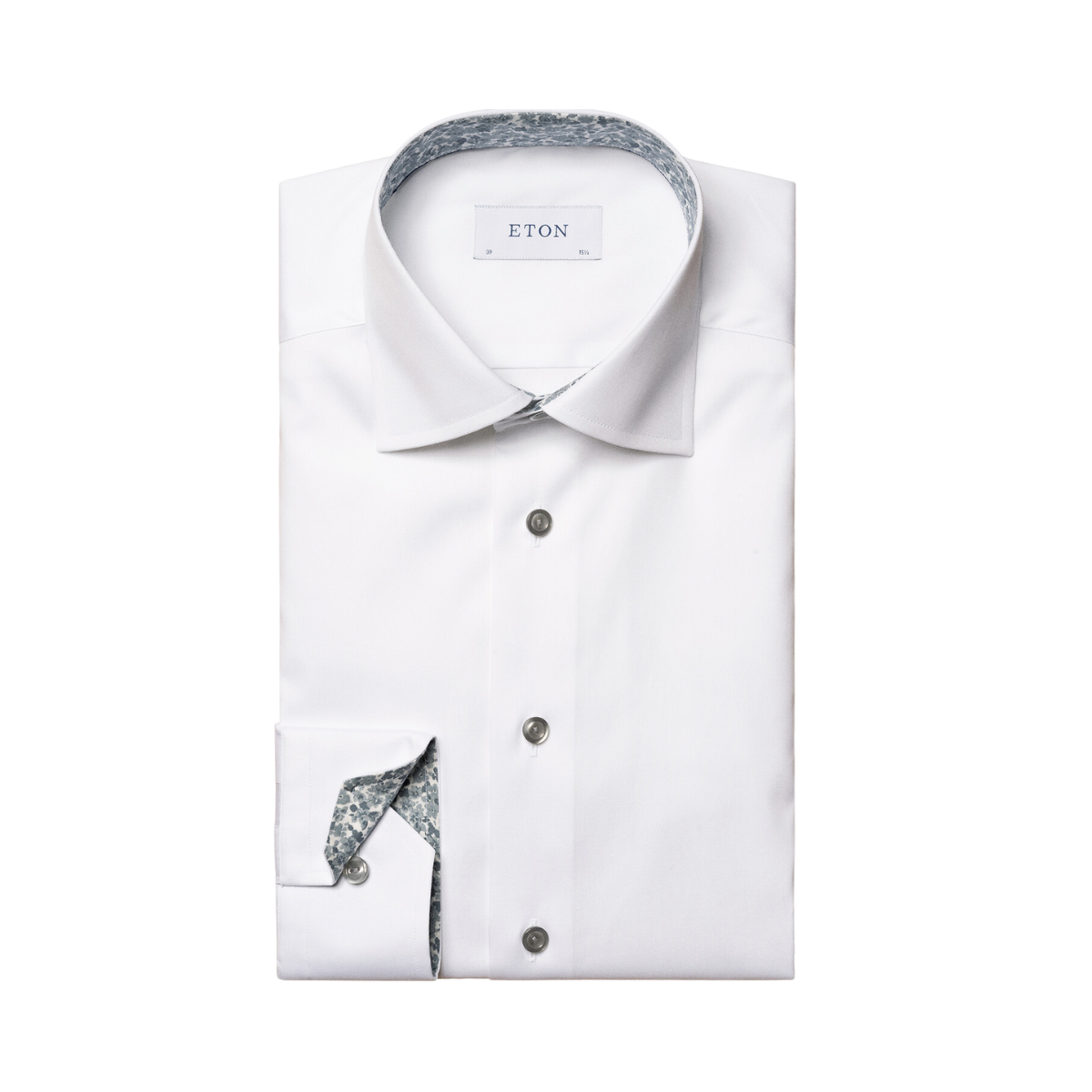 Cut Away Slim Floral Print Poplin Shirt - White