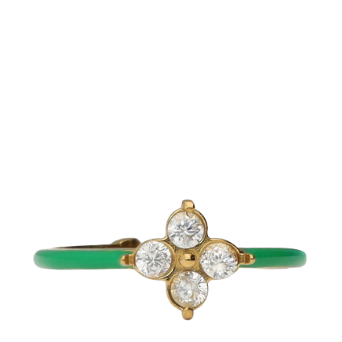 Ring Fine Green Clover Strass - 1200 Gold