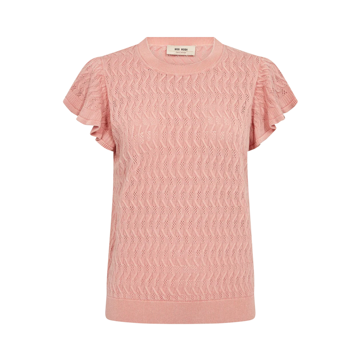 MMGanna Pattern O-Neck Knit Top - Peachy