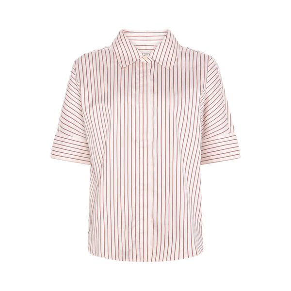 Islet Satin SS Shirt - Red Stripe