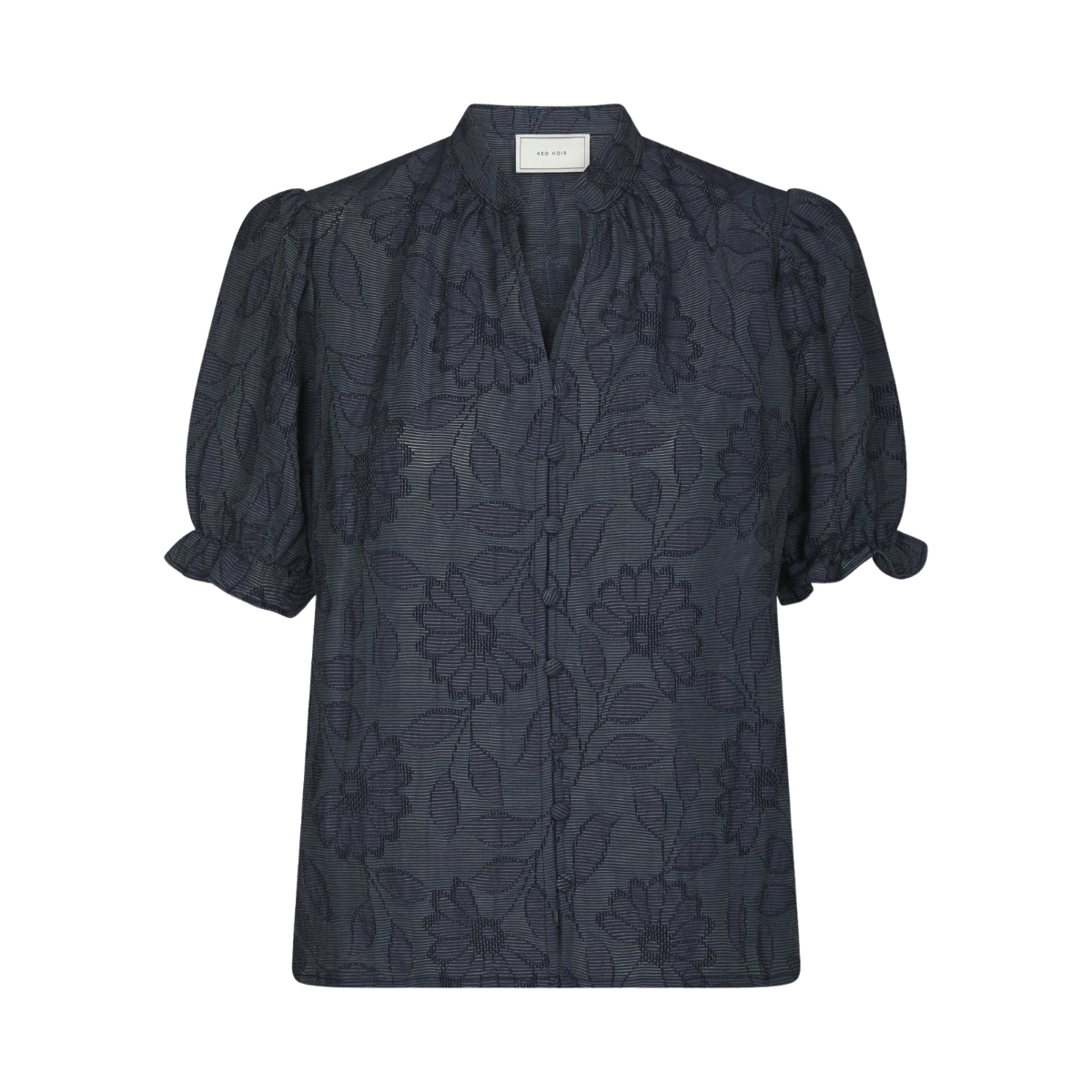 Zika Flower Stripe Blouse - Dark Blue