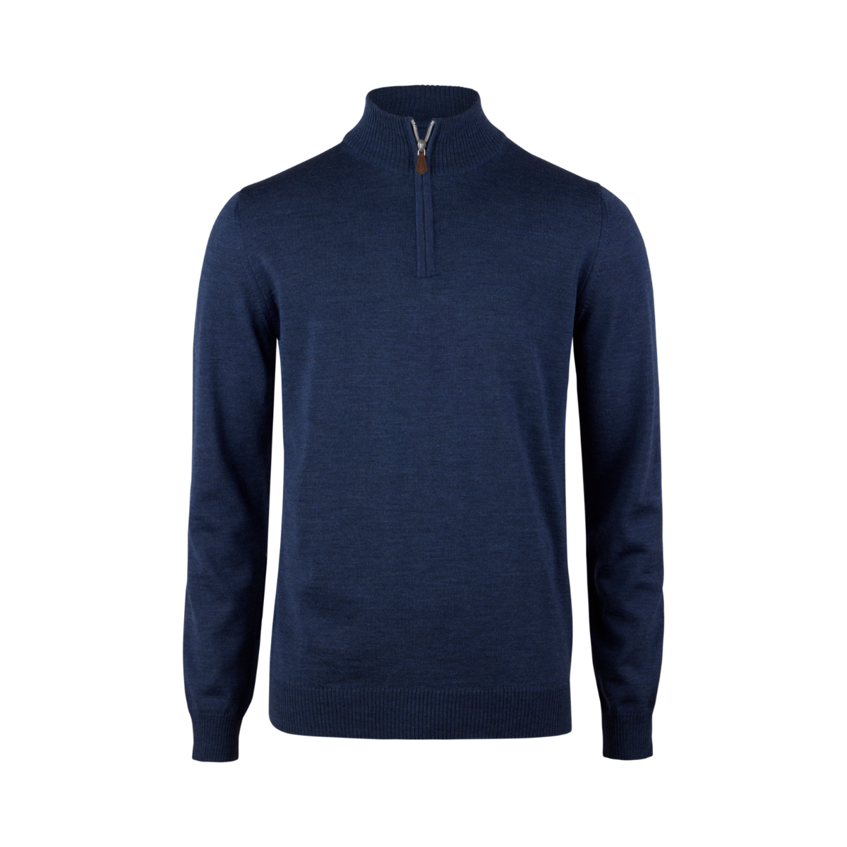 Sweater Knitted Half Zip Merino - Dark Blue