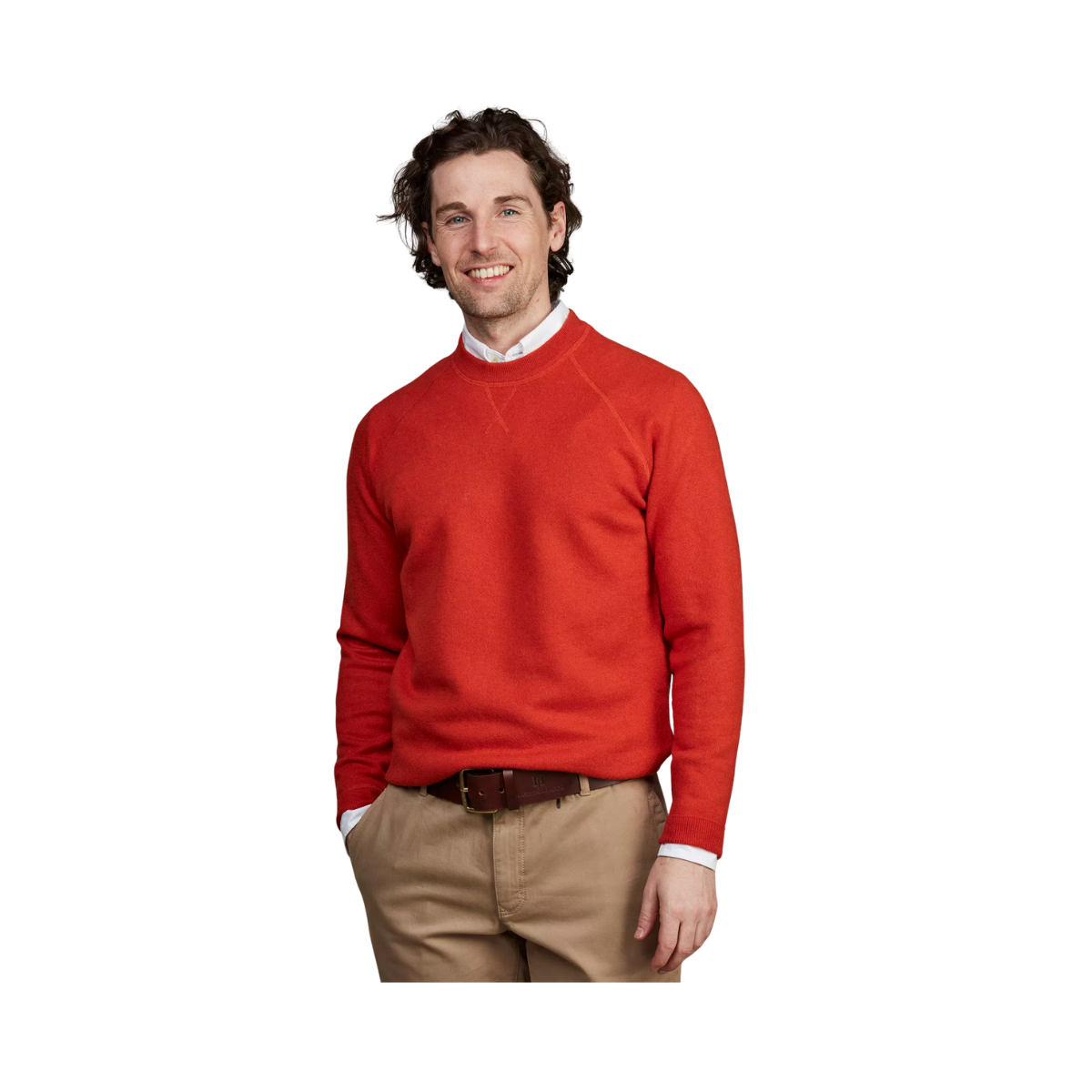 Crew Neck College Sweater - Light Peach