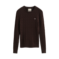 Stretch Cotton Cable C-Neck - Deep Brown
