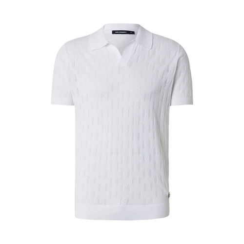 Karl Lagerfeld KNIT POLO 1/2 - WHITE