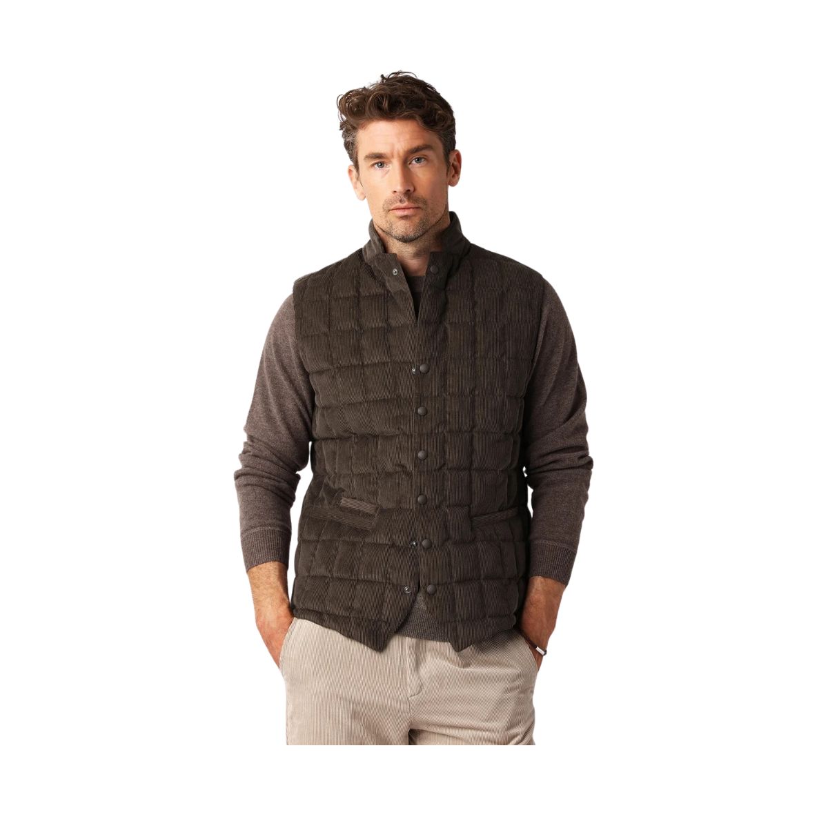 Tech Cord Vest - Chocolate
