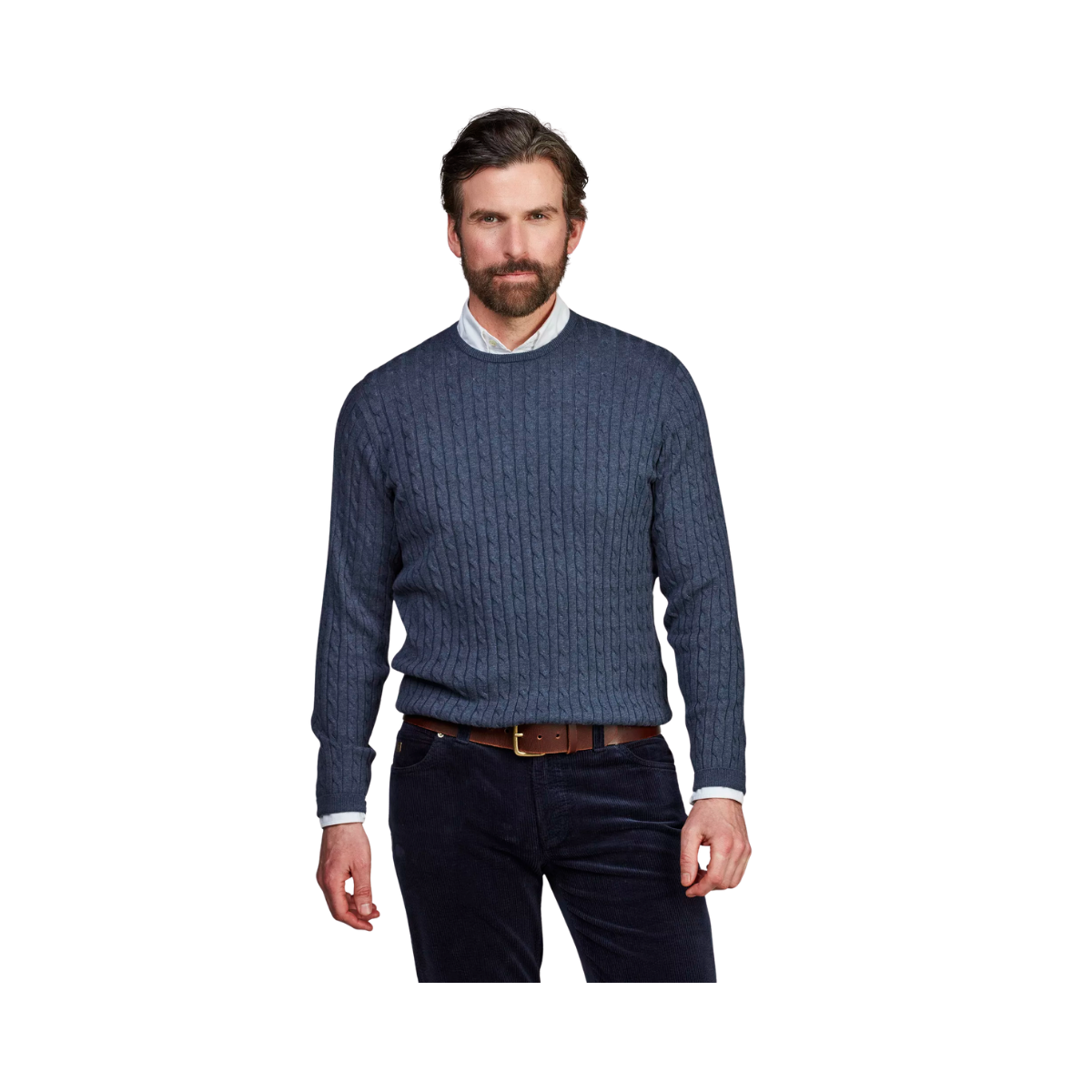 Crew Neck Cable Knit - Blue